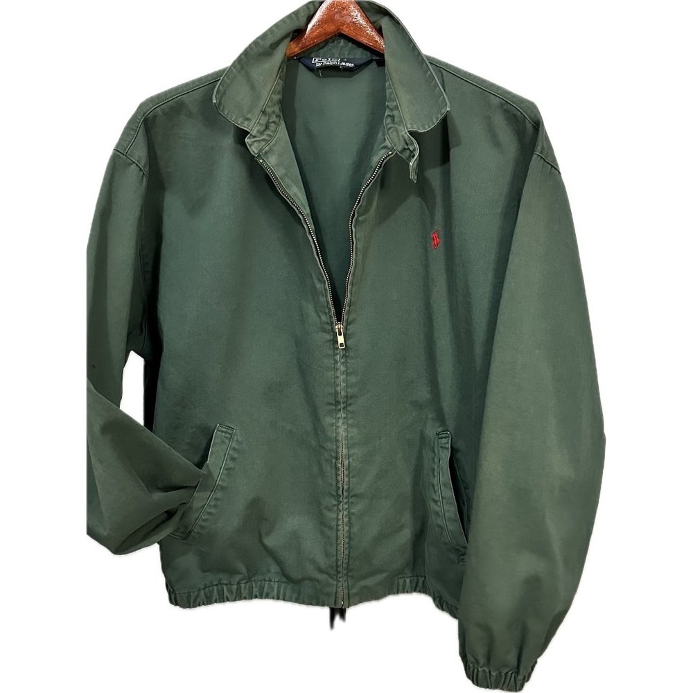 Vintage Green Polo Bomber Style Harrington Denim Jacket/Coat XL